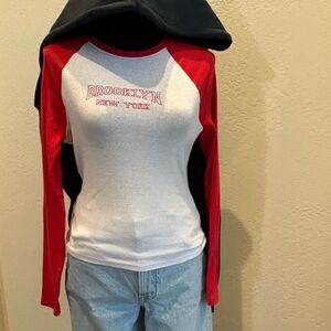 Brooklyn New York Red and White Women's Top